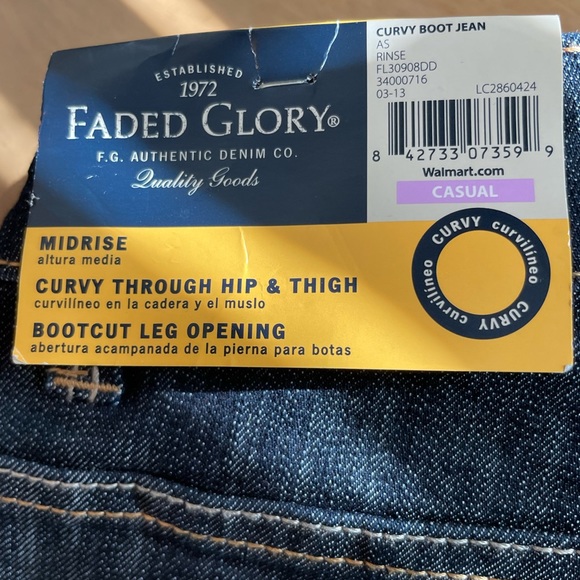 2/$15 🍀NWTS Faded Glory Jeans 6p see pictures make a bundle & send your offer - Picture 6 of 7